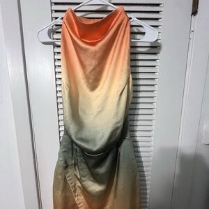 Ombré backless dress with clip on halter.